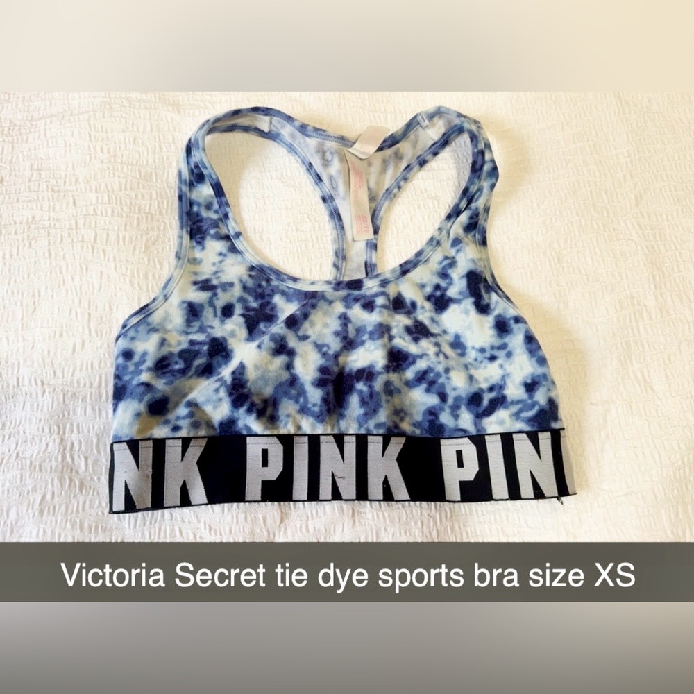 Victoria's Secret PINK Blue Tie-Dye Sports Bra